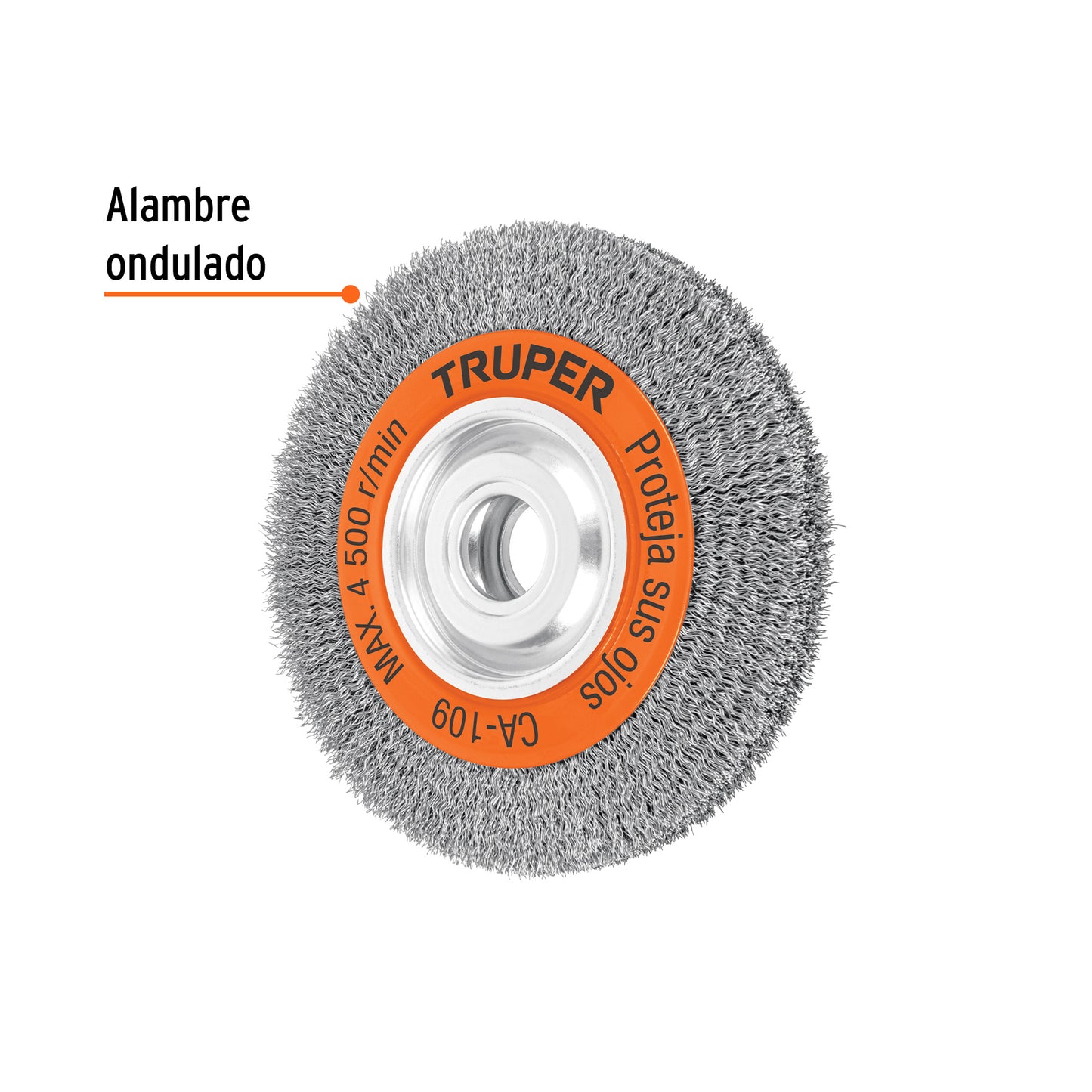 Carda alambre ondulado 8' x 1' para esmeril, Truper