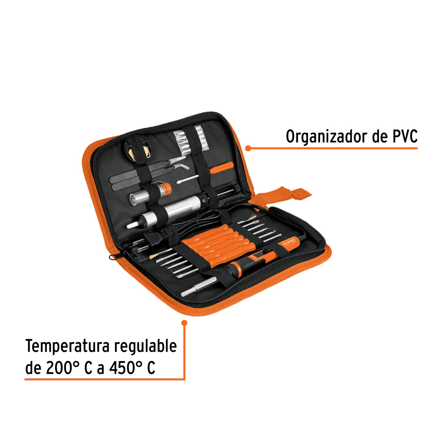 Kit soldadura electrónica con cautín de 25 W, temp regulable