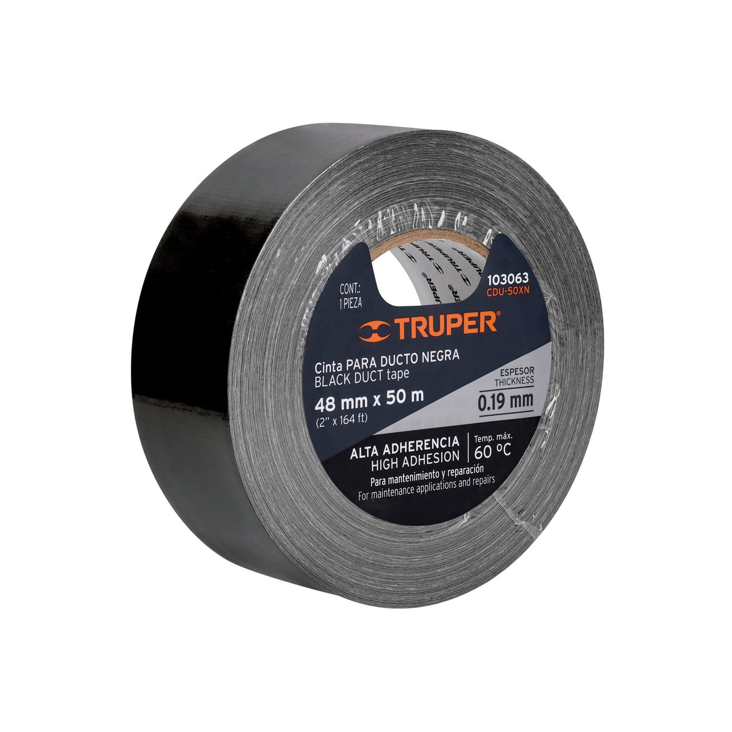 Cinta negra para ducto 50m x 48mm, espesor 0.19mm, Truper