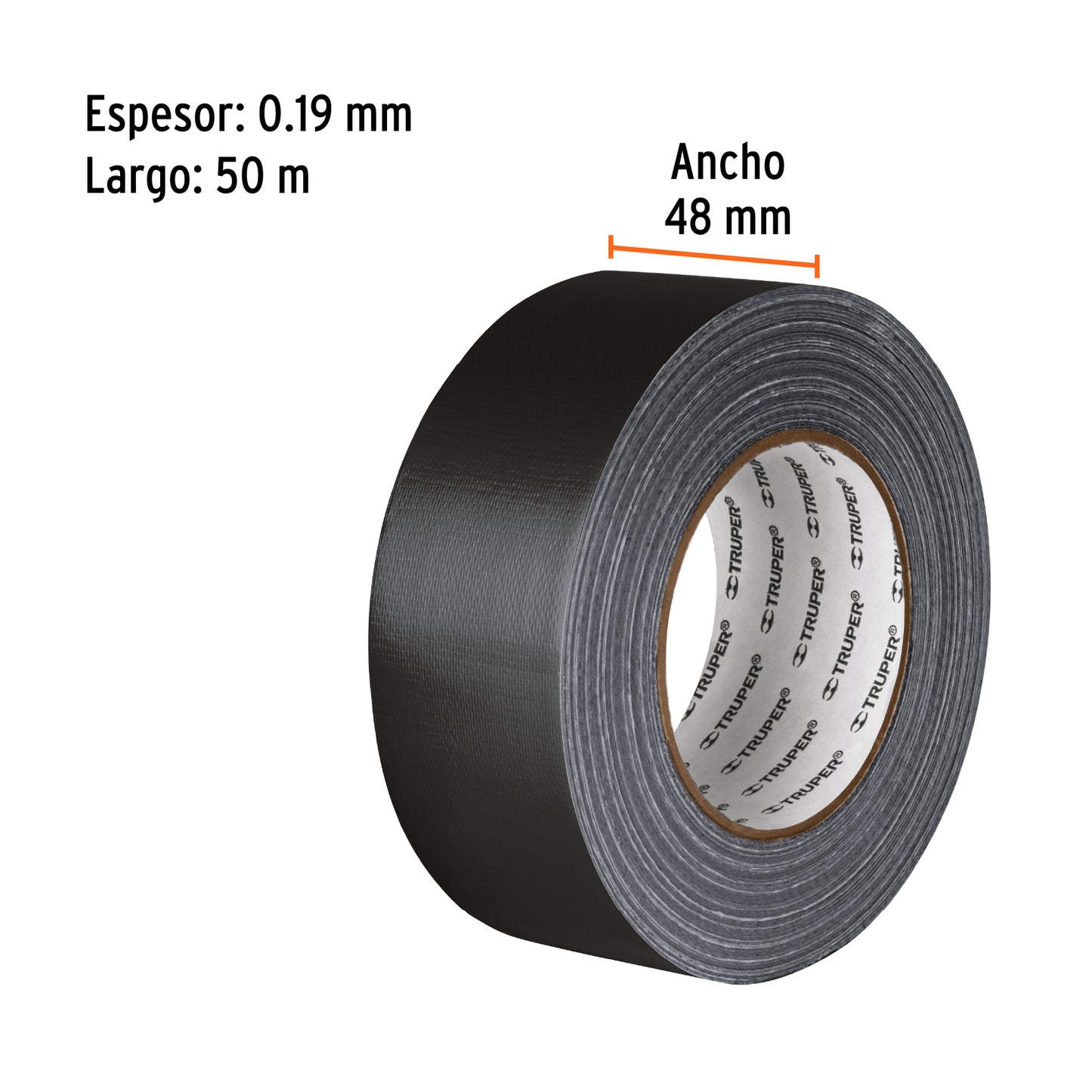 Cinta negra para ducto 50m x 48mm, espesor 0.19mm, Truper