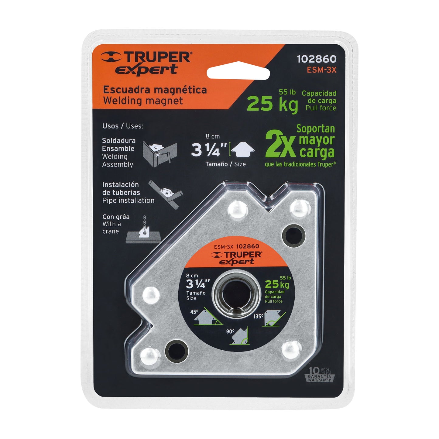 Escuadra magnética 3' para soldar, capacidad 25 kg, Expert