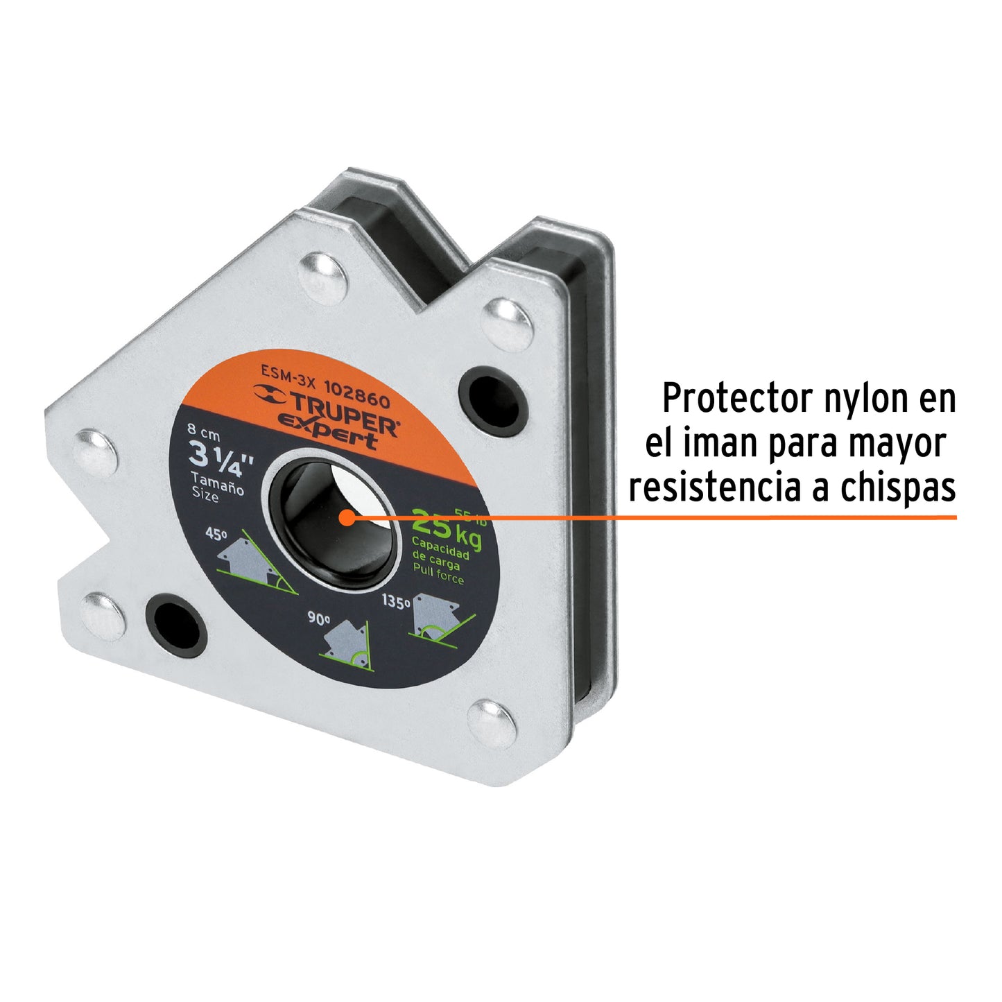 Escuadra magnética 3' para soldar, capacidad 25 kg, Expert
