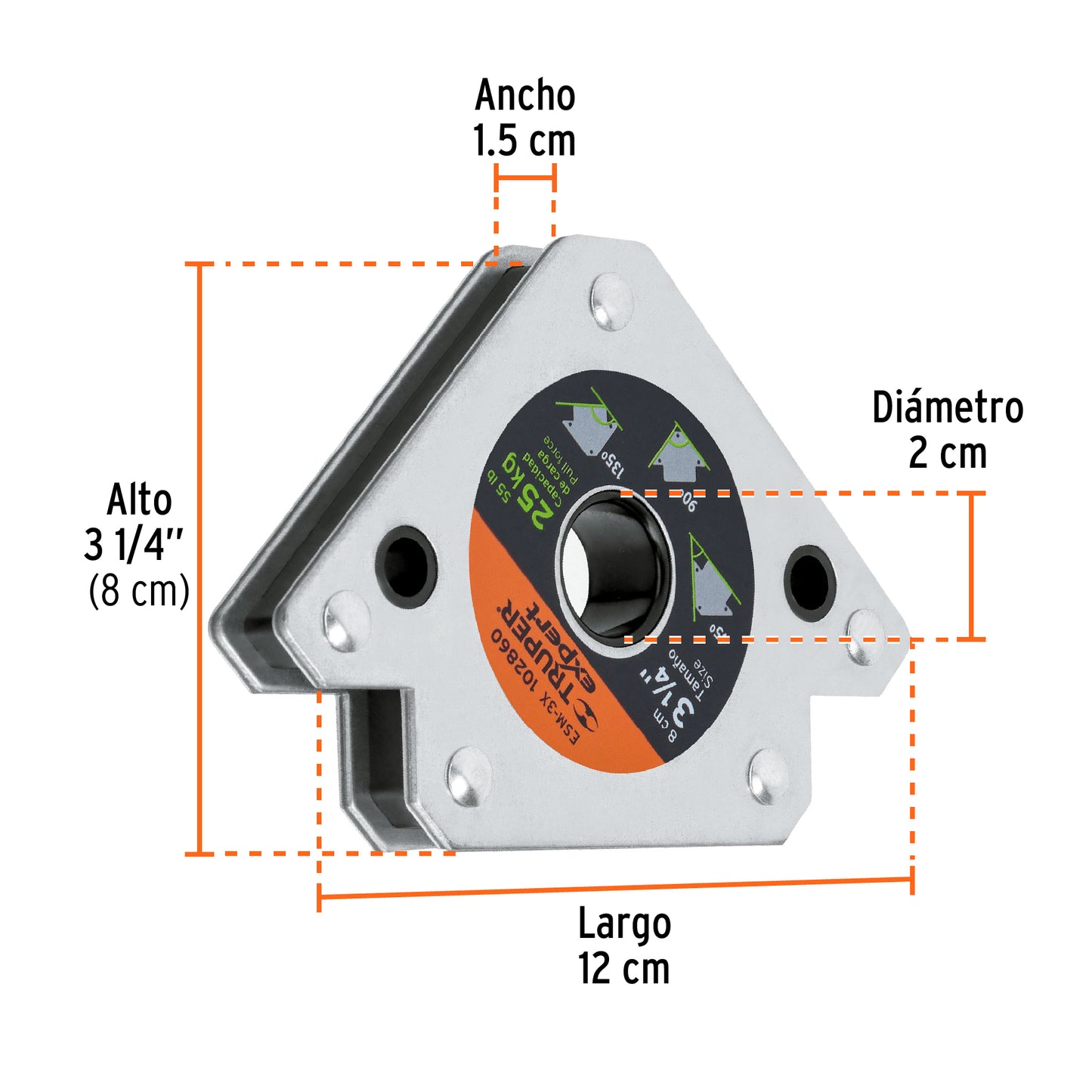 Escuadra magnética 3' para soldar, capacidad 25 kg, Expert