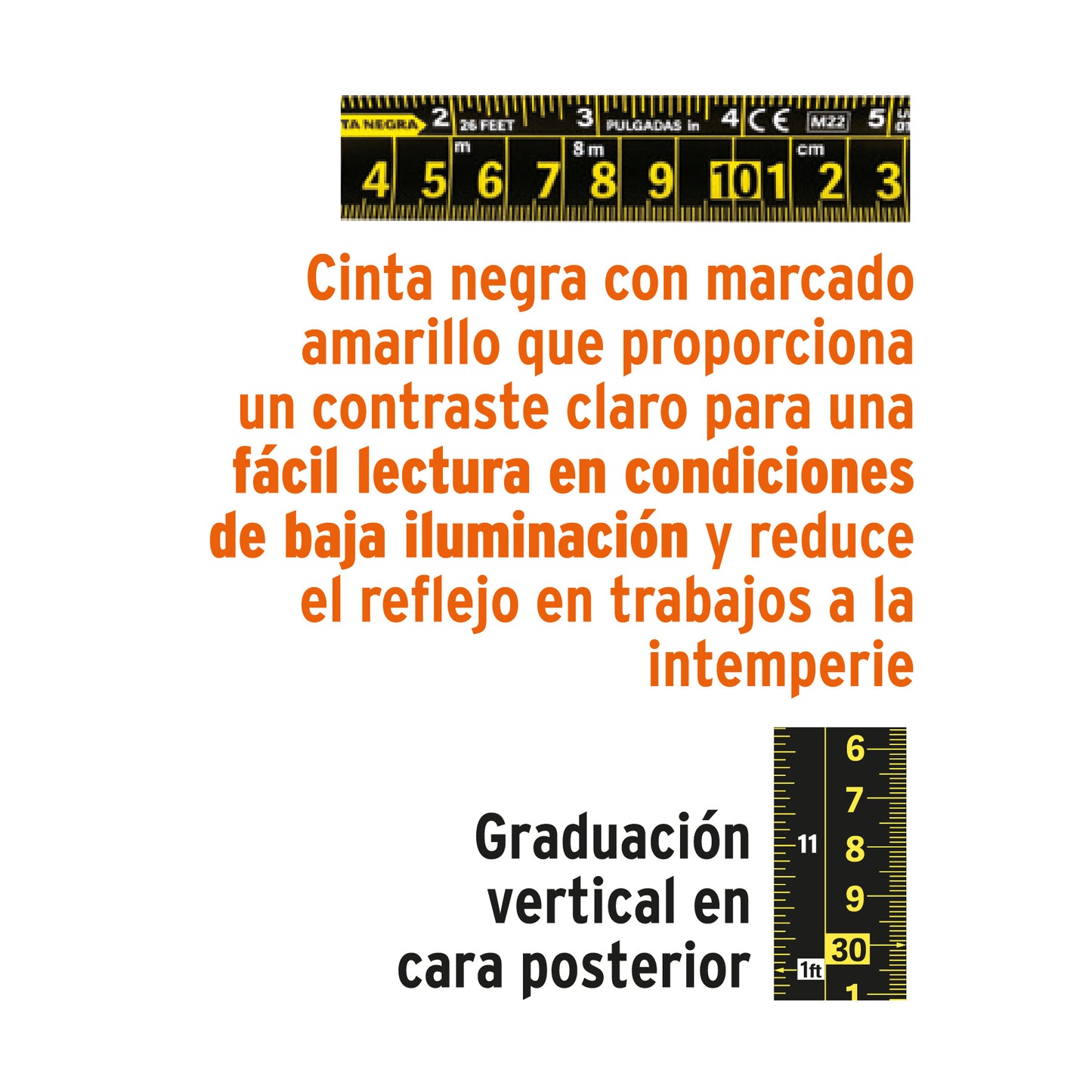 Flexómetro contra impactos 3 m, Cinta Negra 13 mm, Truper