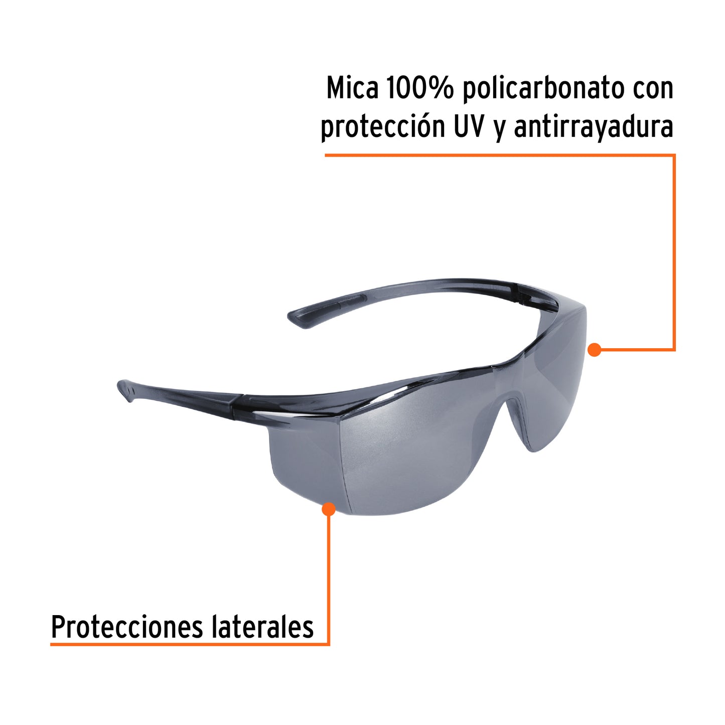 Lentes de seguridad espejo plata, Truper Ultralite