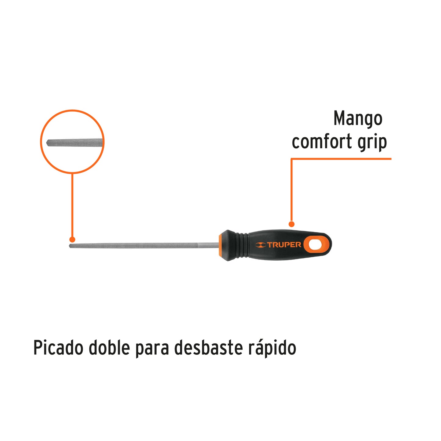 Lima redonda muza 6' con mango doble inyección, Truper