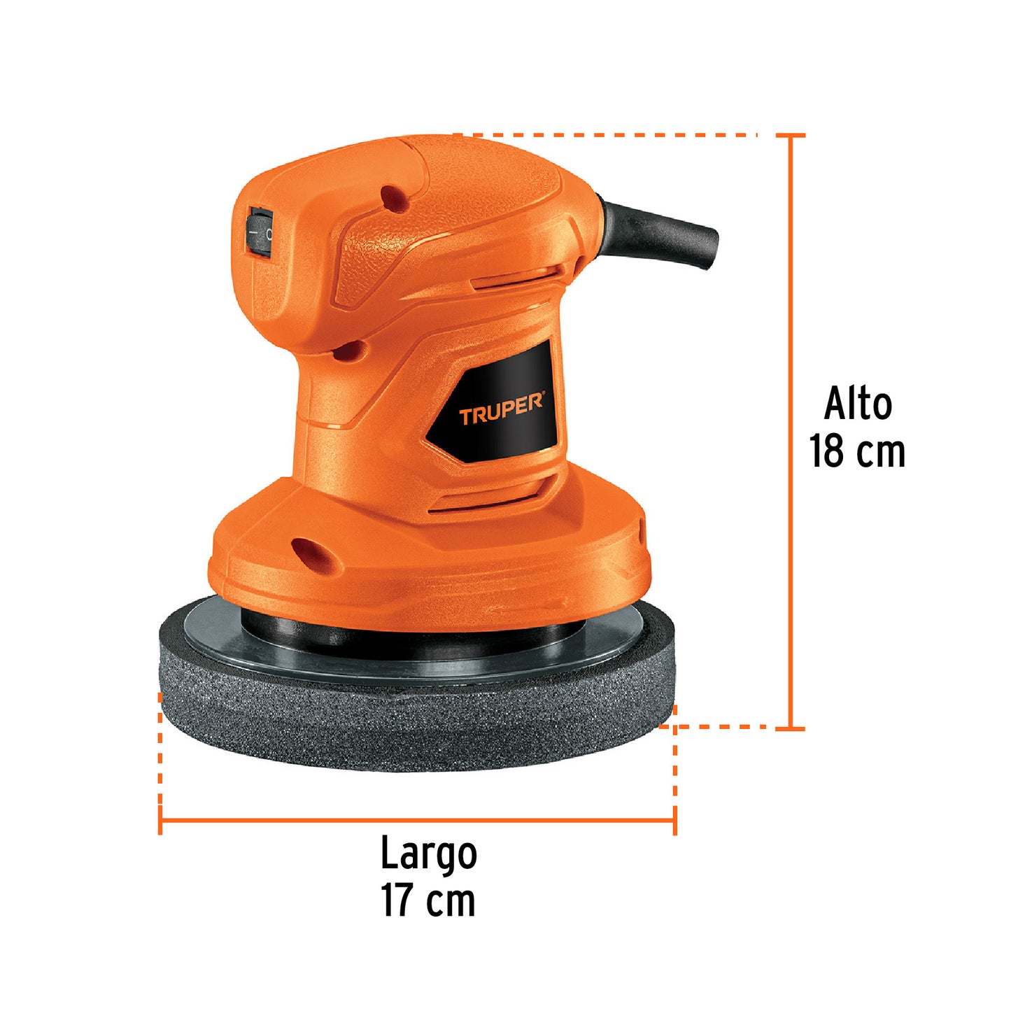 Pulidora compacta a una mano, 6', 45 W, profesional, Truper