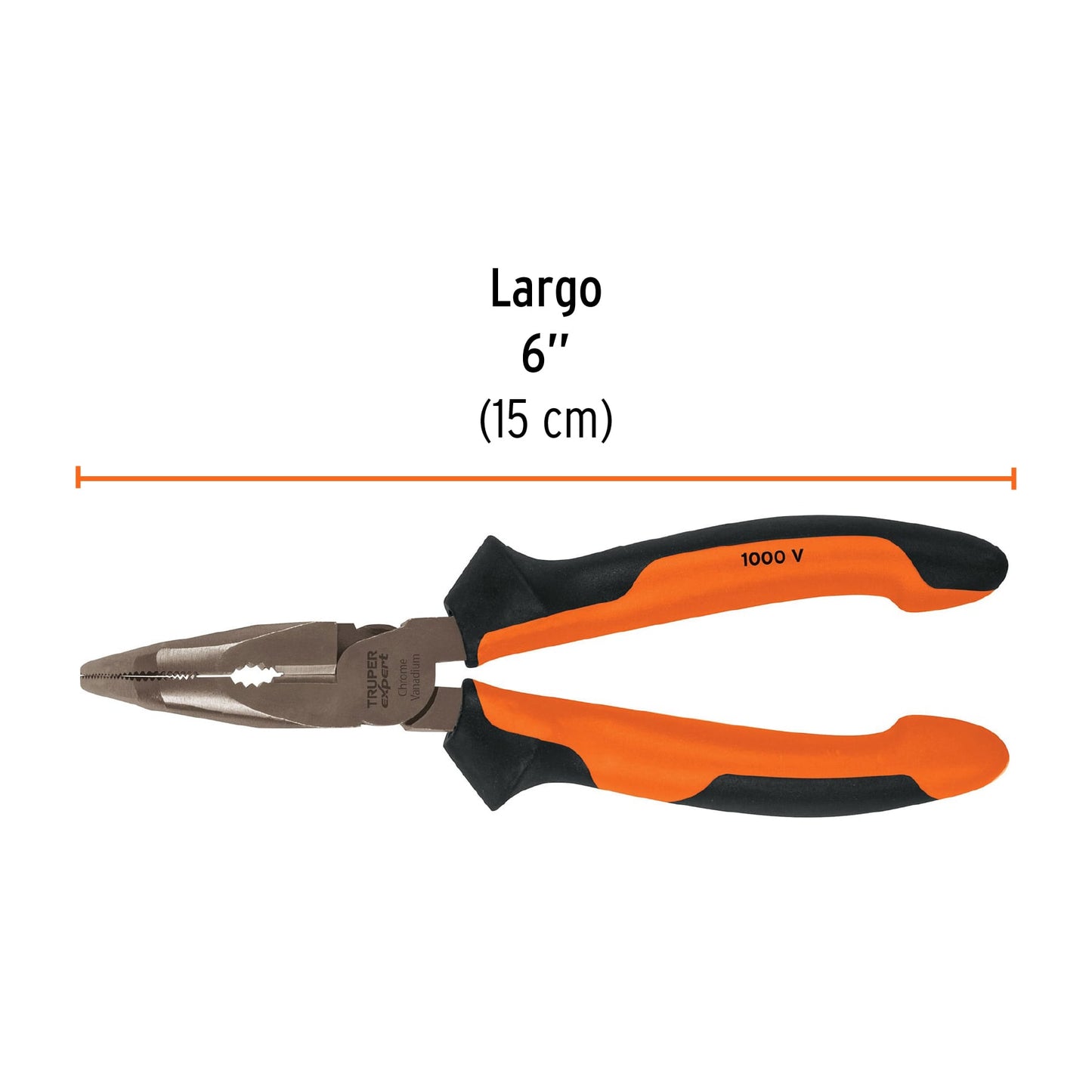 Pinza punta curva 6' mango Comfort Grip, Truper Expert