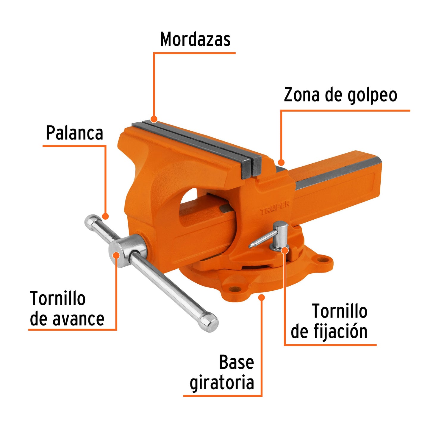 Tornillo de banco 8' tipo europeo de hierro nodular, Truper