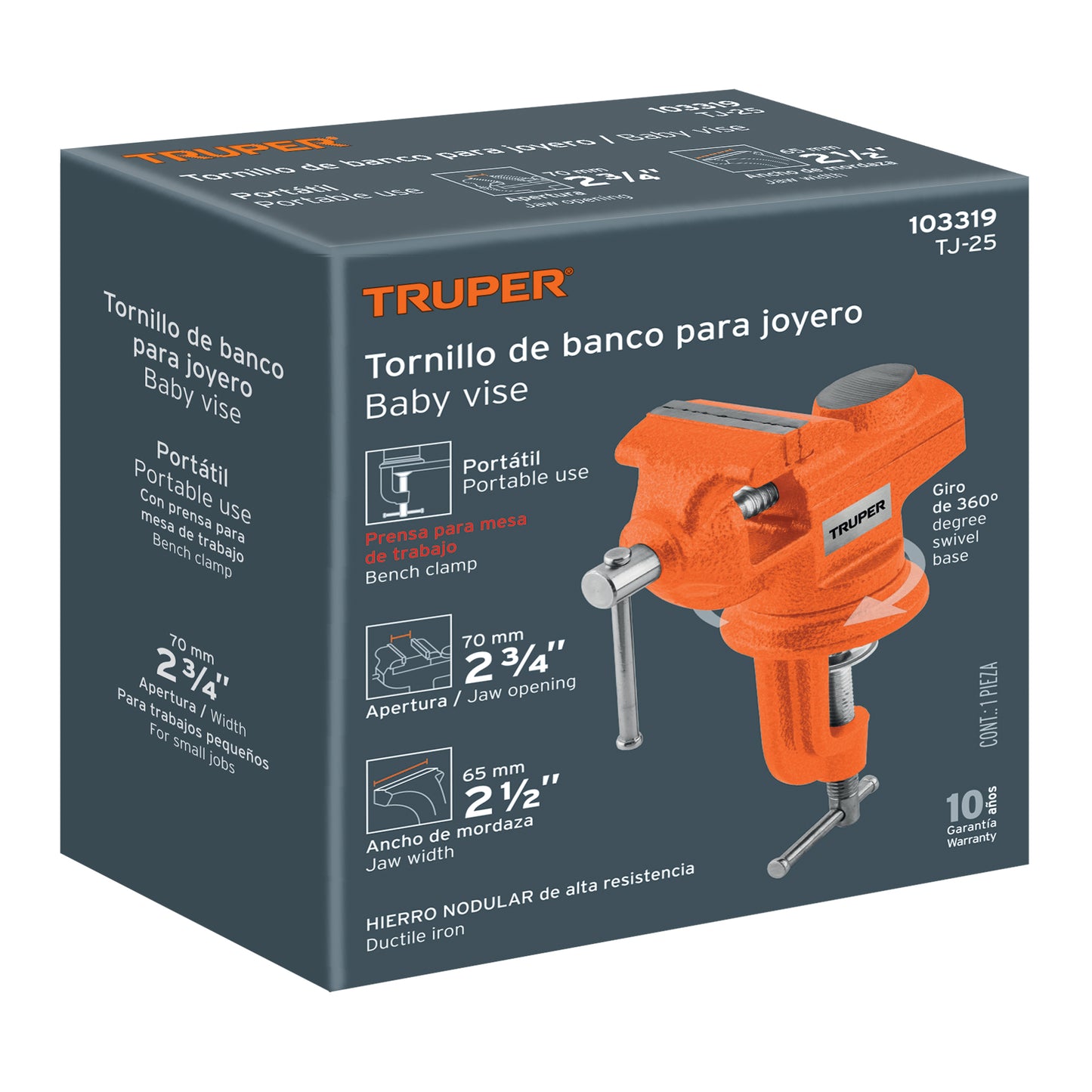 Tornillo de banco 2.5' para joyero, Truper