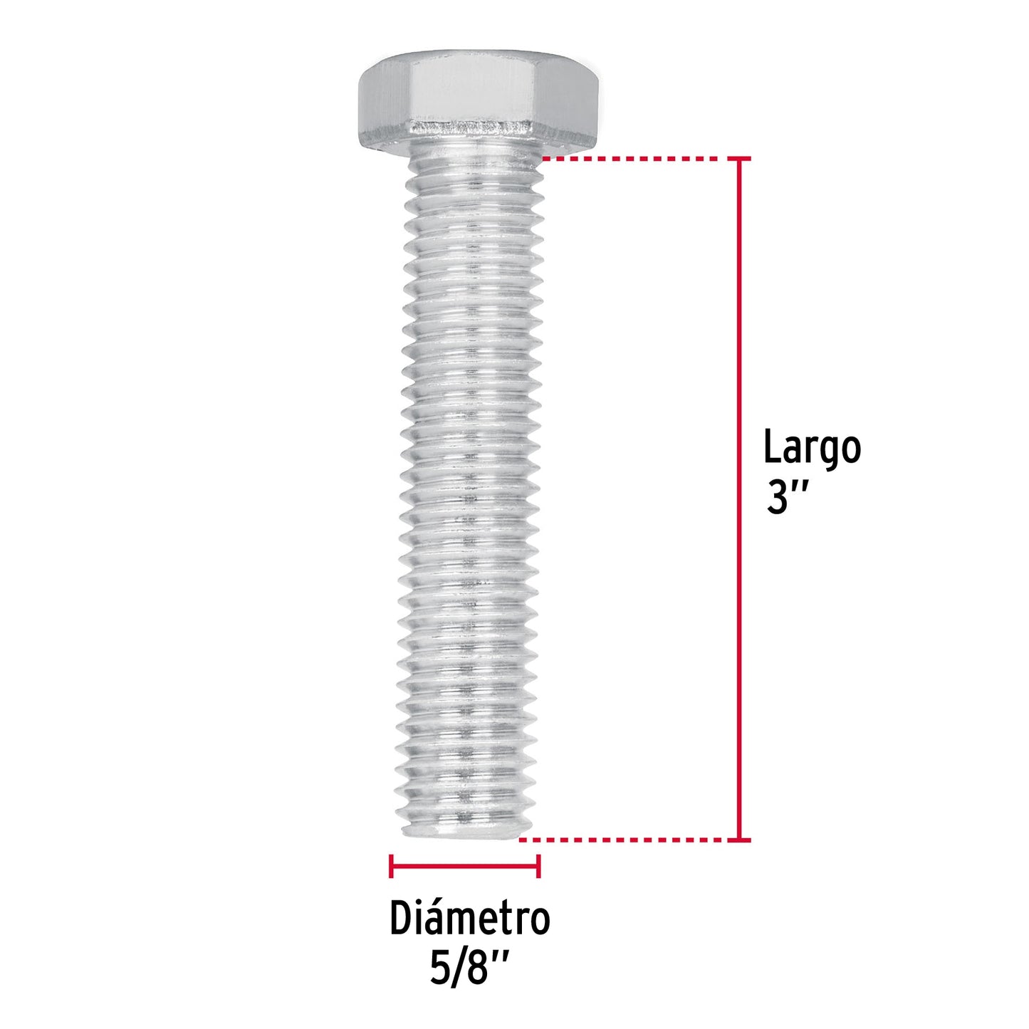 Bolsa con 6 tornillos 5/8' x 3' tipo máquina, Fiero
