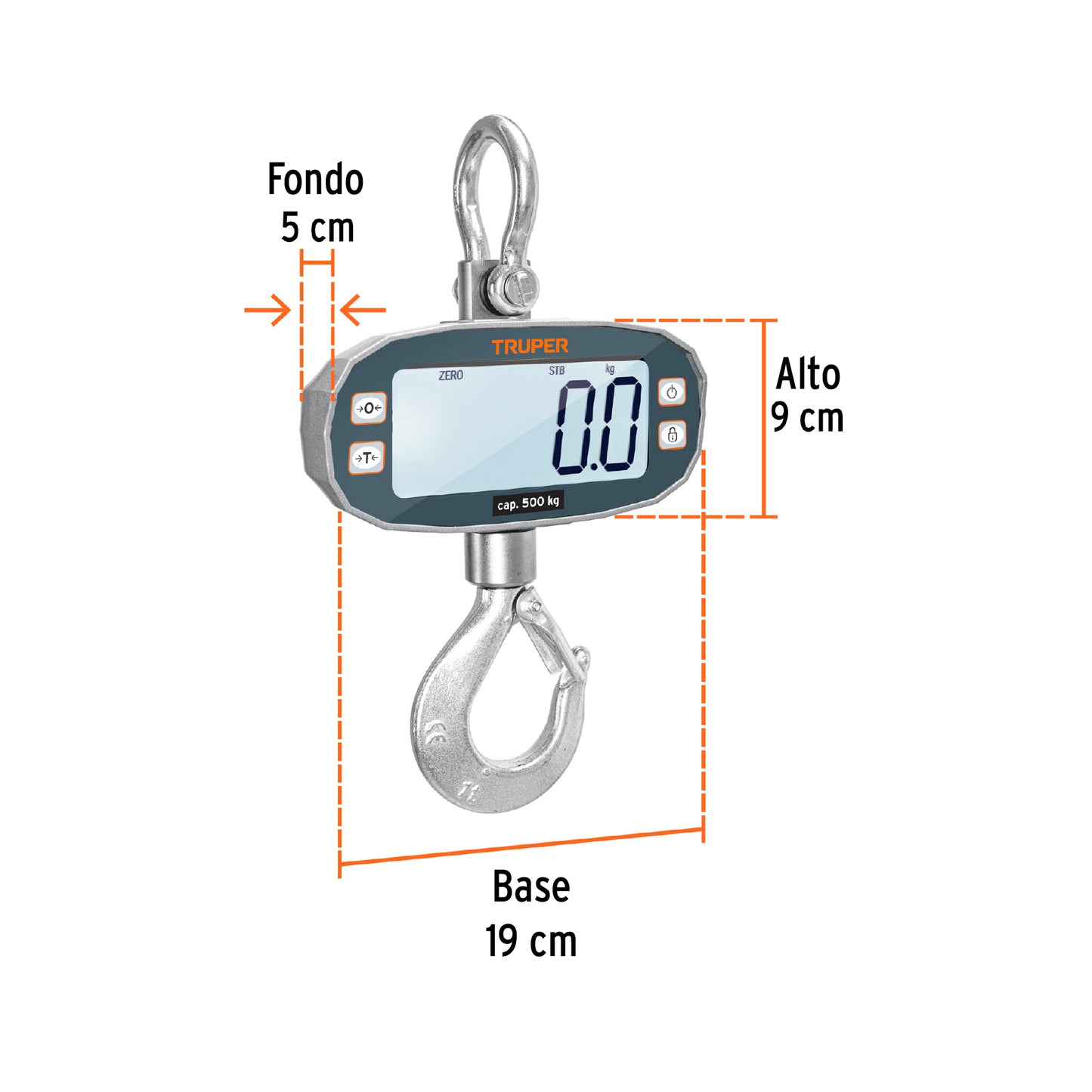 Báscula electrónica colgante, recargable, 500 kg, Truper